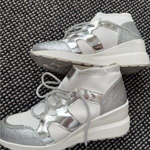 Michael Kors Silver and White Women's Sneakers